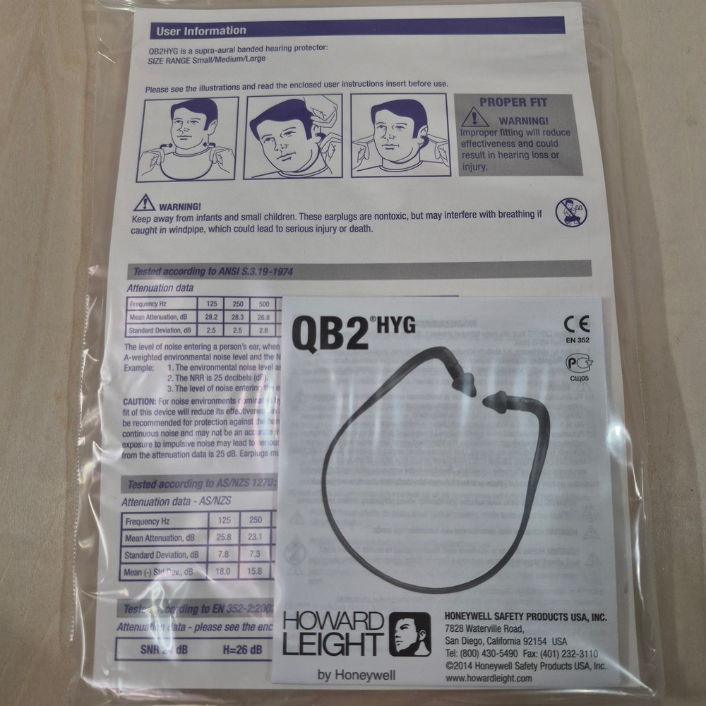 Howard Leight QB2HYG Supra-Aural Banded Earplugs NRR 25 Orange 3301282 New - Picture 3 of 3